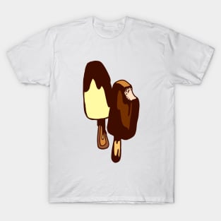 Two chocolate-coated blocks of ice cream on stick. T-Shirt